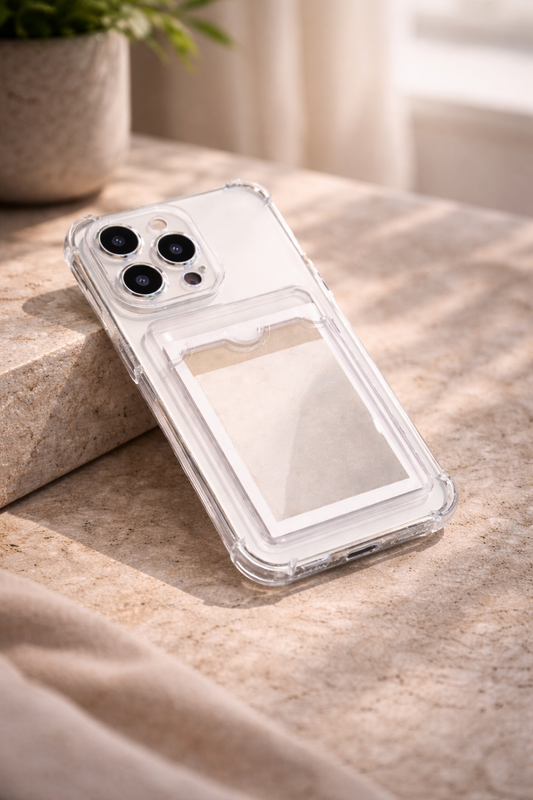 Elvarino™ Sleek Wallet Case Clear iPhone Case with Card Holder