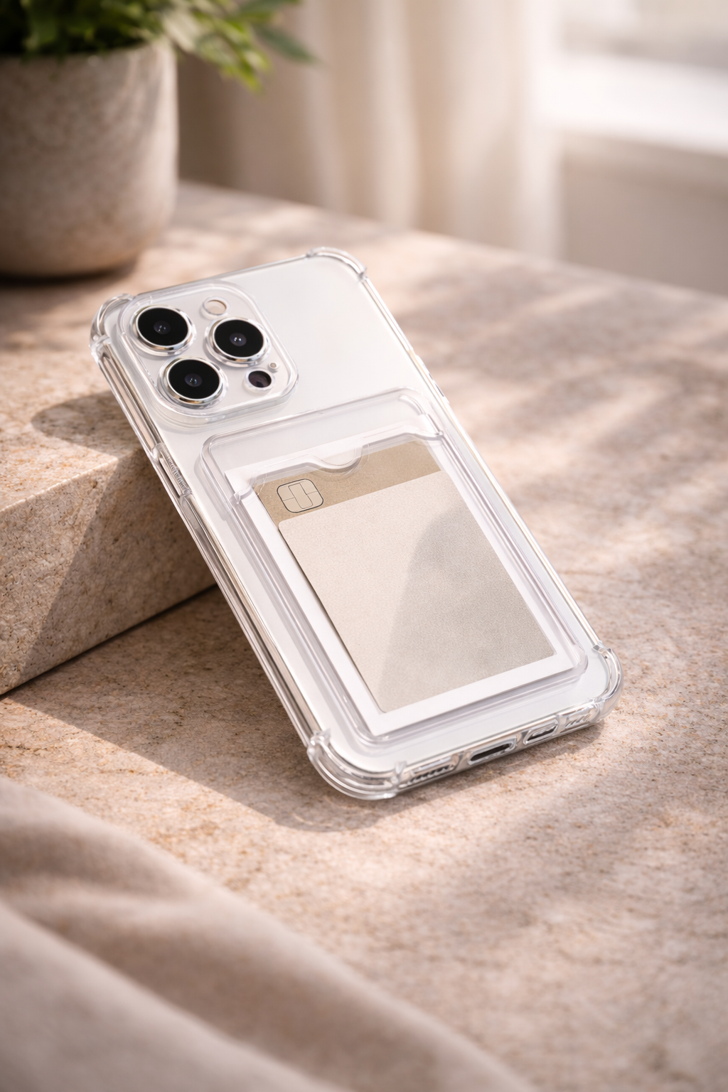 Elvarino™ Sleek Wallet Case Clear iPhone Case with Card Holder